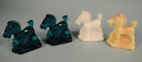 Four HCA Heisey "Oscar" Horse Figures