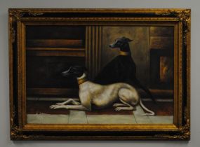 R. Kilmore Painting of Two Whippets