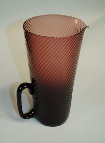 Unusual Amethyst Spiral Pitcher with Applied Handl
