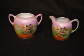 Hand-Painted Creamer & Sugar