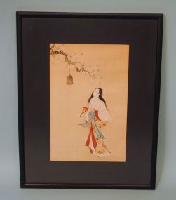 Pre-World War 2, Japanese Watercolor of a Geisha