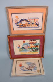 Group of Ink and Watercolor Mardi Gras Float