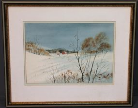 "Winter Fields of White" watercolor by Glenn