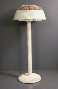 Antique White Wicker Floor Lamp