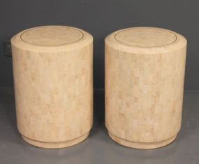 Pair of Contemporary White Lacquer Round End Table