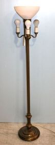Brass Floor Lamp with Milk Glass Shade