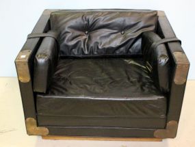 Black Arm Chair with Brass Straps