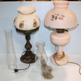 Glass Aladdin Lamp & Vintage Brass Lamp