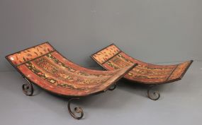 Two Made in China Painted Footed Trays