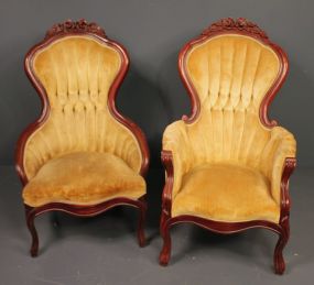 Two Vintage Victorian Style Parlor Chairs