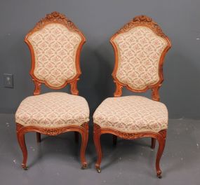 19th Century Pair of Victorian Walnut Side Chairs