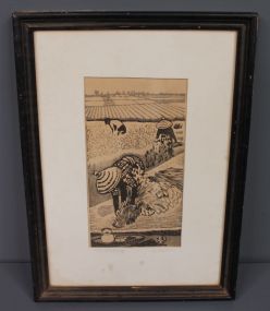 Rice Picking Watercolor by Okuana