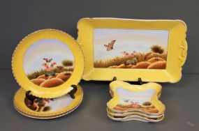 Seven Pieces of English Transfer Painted Dishes