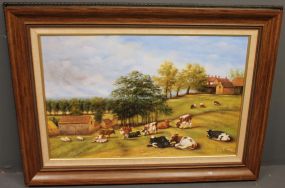 Large Painting of English Countryside with Cows