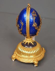 Blue Faberge Egg Which Opens and has Phoenix Bird