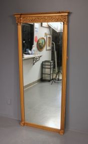 Gold Leaf Large Console Mirror with Marble Top Bas