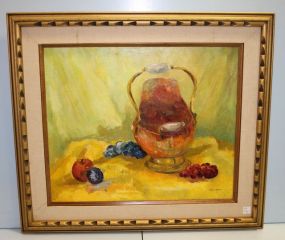 Oil of Copper Coal Scuttle, signed Esmer Thomas