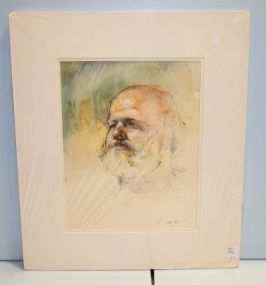 "Monte" Watercolor and Charcoal, signed Alex