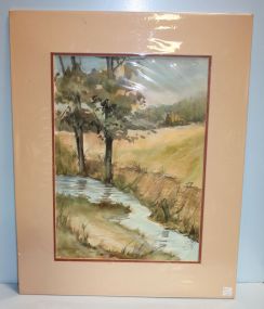 Watercolor of Fall Scene with Creek