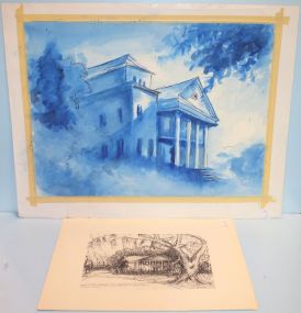 One Pen Drawing and One Blue Study by Esmer