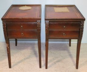 Pair of Mahogany Leather Top Side Tables