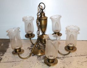 Brass Five Arm Chandelier