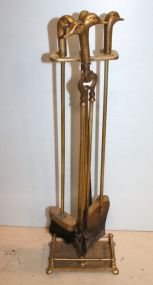 Brass Duckhead Fireplace Set