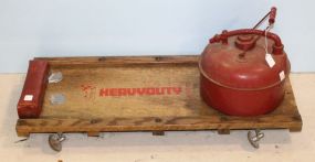 Sears Heavy Duty Creeper & Red Metal Gas Can