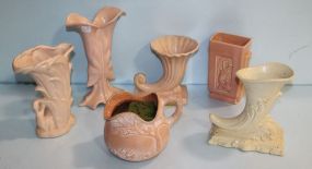 Six Pottery Vases & Several Cornucopias