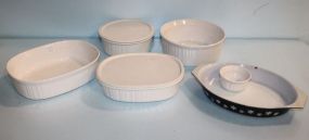 Five Corningware Casserole Dishes