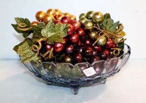 Carnival Glass Fruit Bowl & Fruit