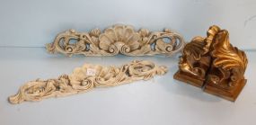 Pair Gold Sconces & Two Ornaments