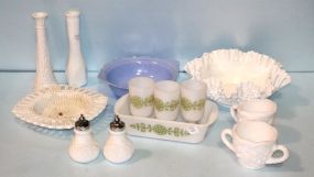 Group of Milk Glass Vases, Shakers & Bowl
