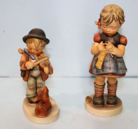 "Puppy Love" German Figurine & Goebel Figurine of Young Girl Knitting
