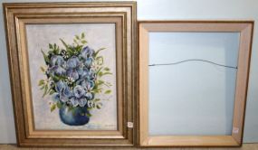 Vintage Frame & Painting of Iris Signed C. DaVos