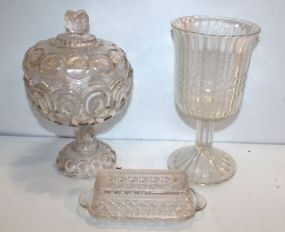 Covered Candy Dish, Butter Dish & Vase