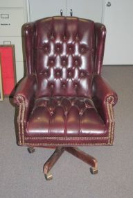  Leather High Back Office Chair Description: Leather High Back Office Chair, on wheels. 41"h, 28"w