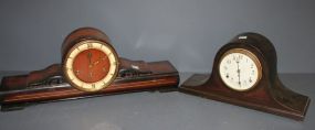  Two Vintage Mantel Clocks Description: Two Vintage Mantel Clocks; one 25 1/2" w., 9" h.; one 18" w., 9" h.