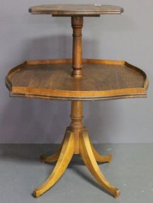  Two Tier Walnut What Not Stand Description: Two Tier Walnut What Not Stand; 19 1/2" w., 30" h.