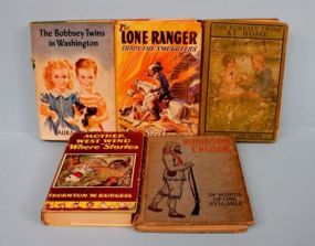  Collection of Children's Books Description: Collection of books including Robinson Crusoe (c. 1900), the Bobbsey Twins at Home, The Lone Ranger and Mother West Wind "Where" stories.