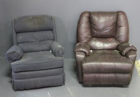  Two Recliners Description: Two Recliners, one cloth, and one leather (in good condition)