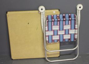  Vintage Card Table and Aluminum Chair Description: Vintage Card Table and Aluminum Chair