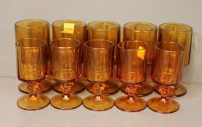  Group of Ten Amber Glasses Group of Ten Amber Glasses, five 6 1/2" h. and five 6" .