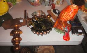  Group of Miscellaneous Items Group of Miscellaneous Items, group includes; three pairs of sunglasses, two glass ashtrays, two decorative wall ornaments, wild turkey bottle, duck figurine and toy black convertible