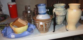  Six Pottery Pieces Six Pottery Pieces; signed Moni and Luxmore; tallest piece 11 1/2" h., Luxmore piece has small chip on bottom