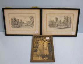  Two Cathedral Prints and a Photo of Two Ladies Two Cathedral Prints (13" w., 9 1/2" h.) and a Photo of Two Ladies (6 1/2" w., 10 1/2" h.)