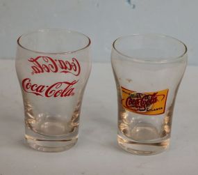  Two Small Coke Glasses Two Small Coke Glasses; 3" h., 2 1/4" dia.