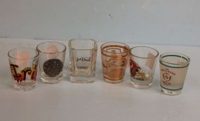  Group of Jiggers Group of Jiggers; St. Croix, Graceland, Jack Daniels, Washington Redskins, Hollywood Tower, Texas; 2 1/2" h.