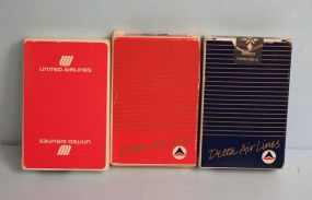  Group of Playing Cards Group of Playing Cards; two Delta Airlines deck of cards and one United Airlines deck of cards