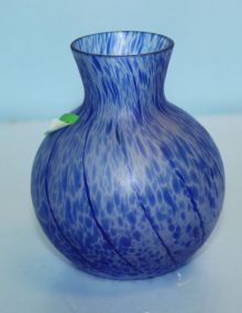 Small Blue Speckled Art Glass Vase 3 1/2" dia., 4" h.